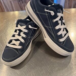 Skechers Navy and White Low-Top Canvas Sneakers
